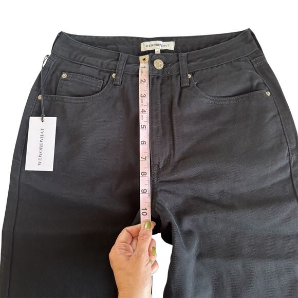 WeWoreWhat Revolve Retro Mobwife Faux Fur Straight Leg Black Jeans Size 25 NWT - Picture 5 of 10
